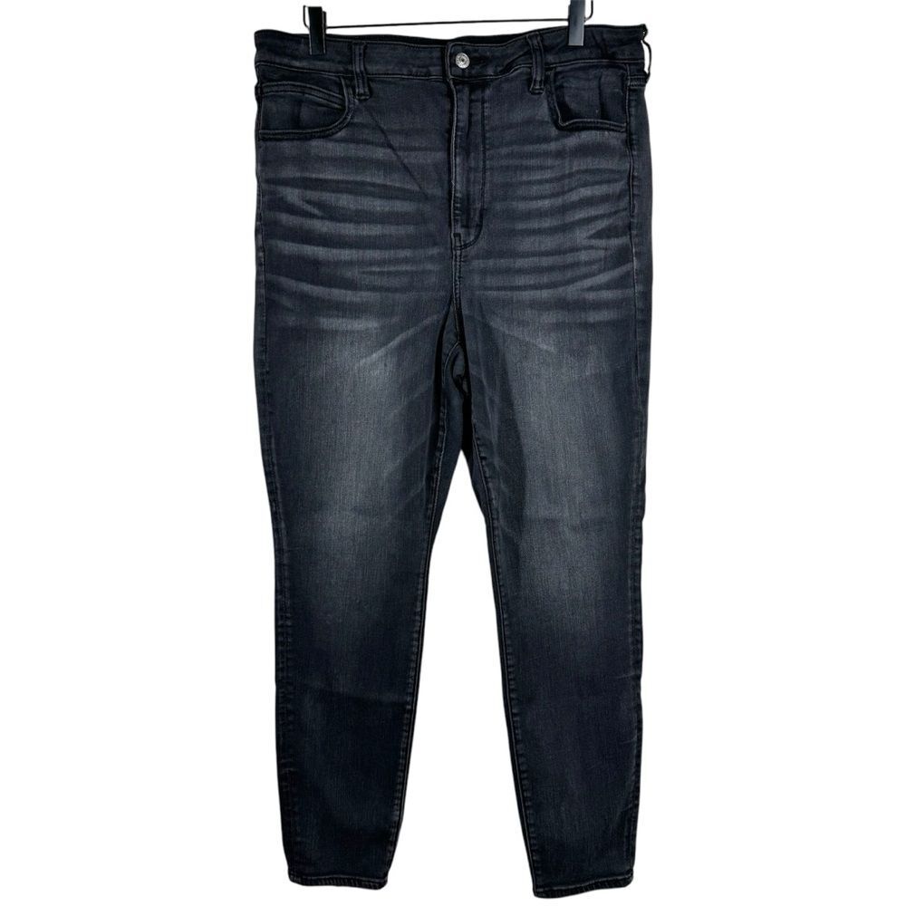 American Eagle Next Level Stretch Highest Rise Jegging Jeans Black Zipper 18